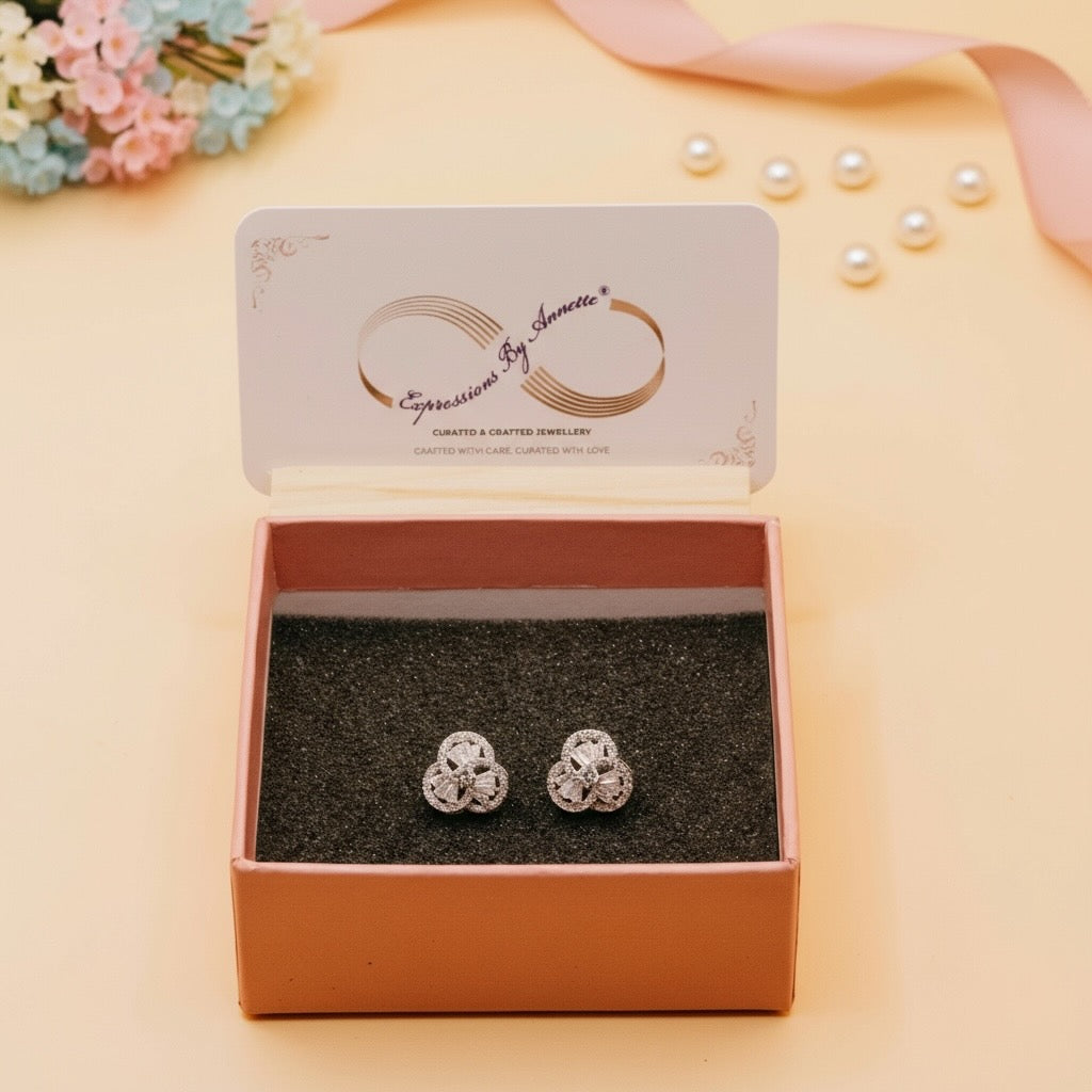 Twinkle Bloom Studs (Silver Finish)
