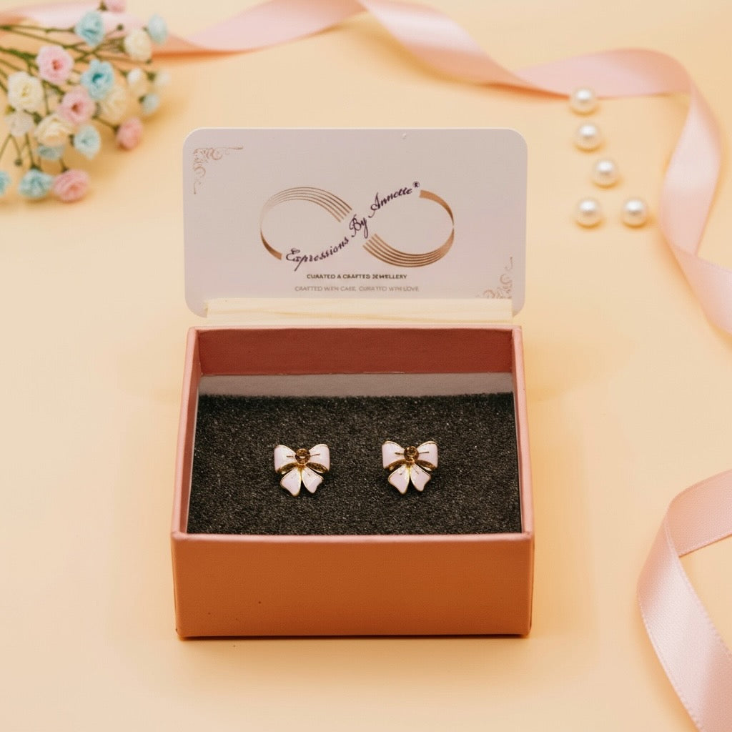 Pink Bonbon Bow Earrings