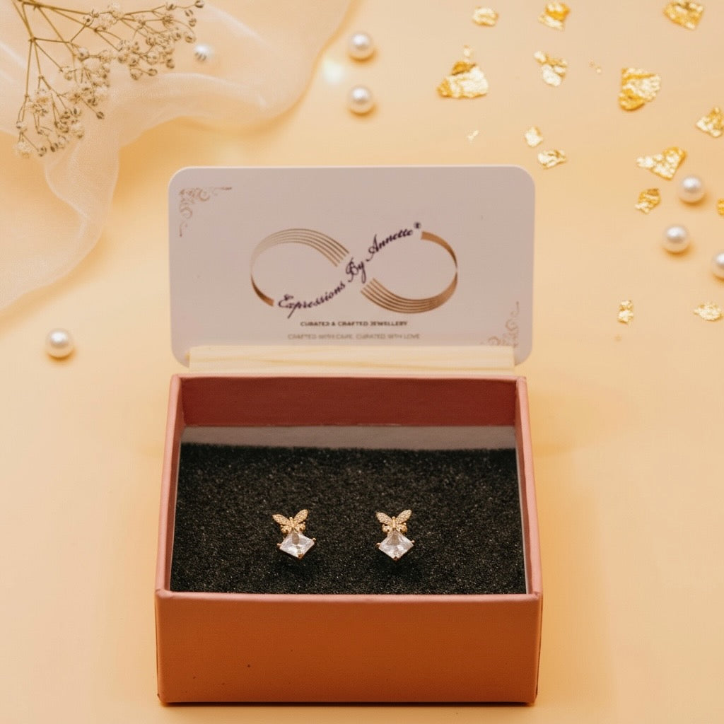Butterfly Glow Studs (Rose Gold Finish)