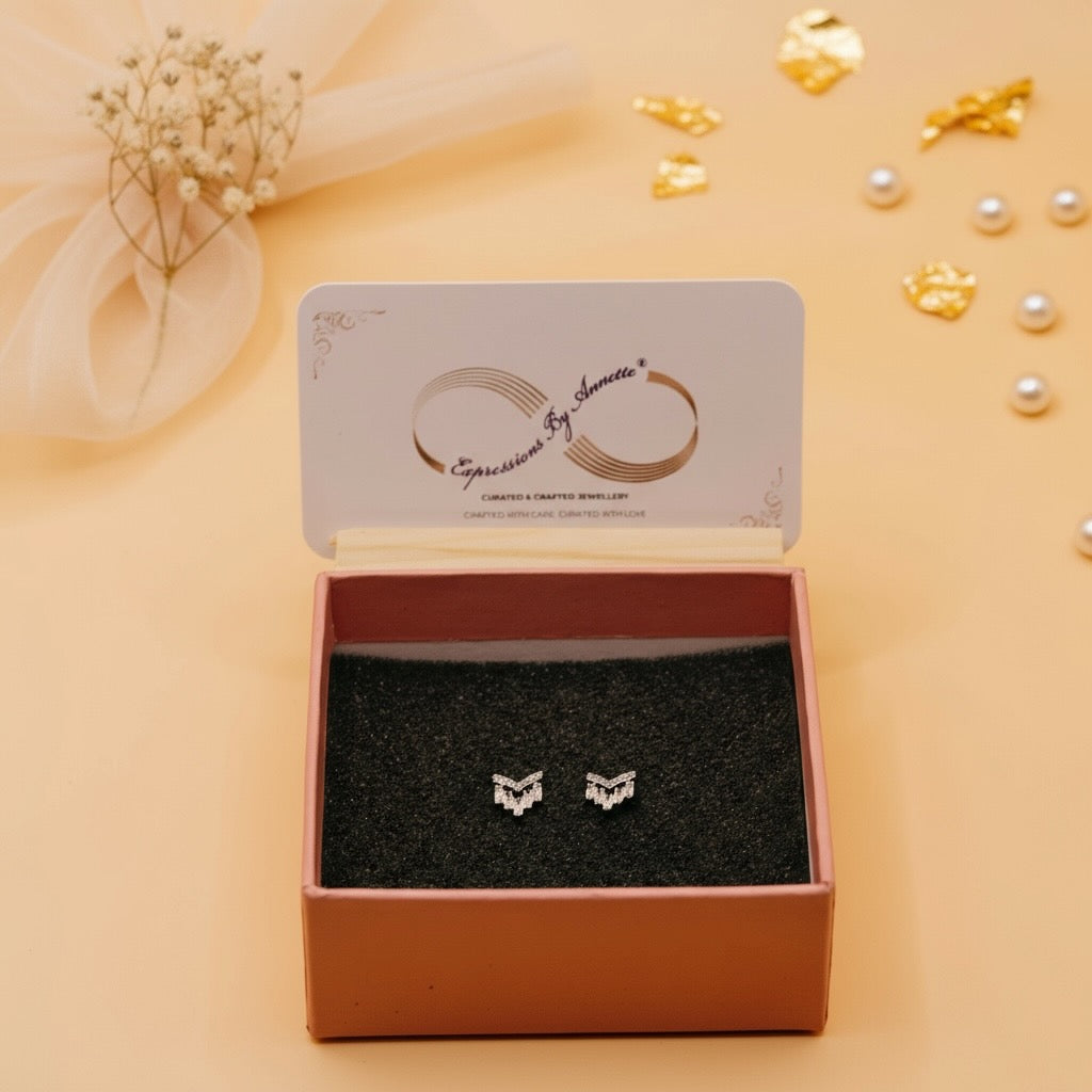 Crystal Rainfall Studs (Silver Finish)