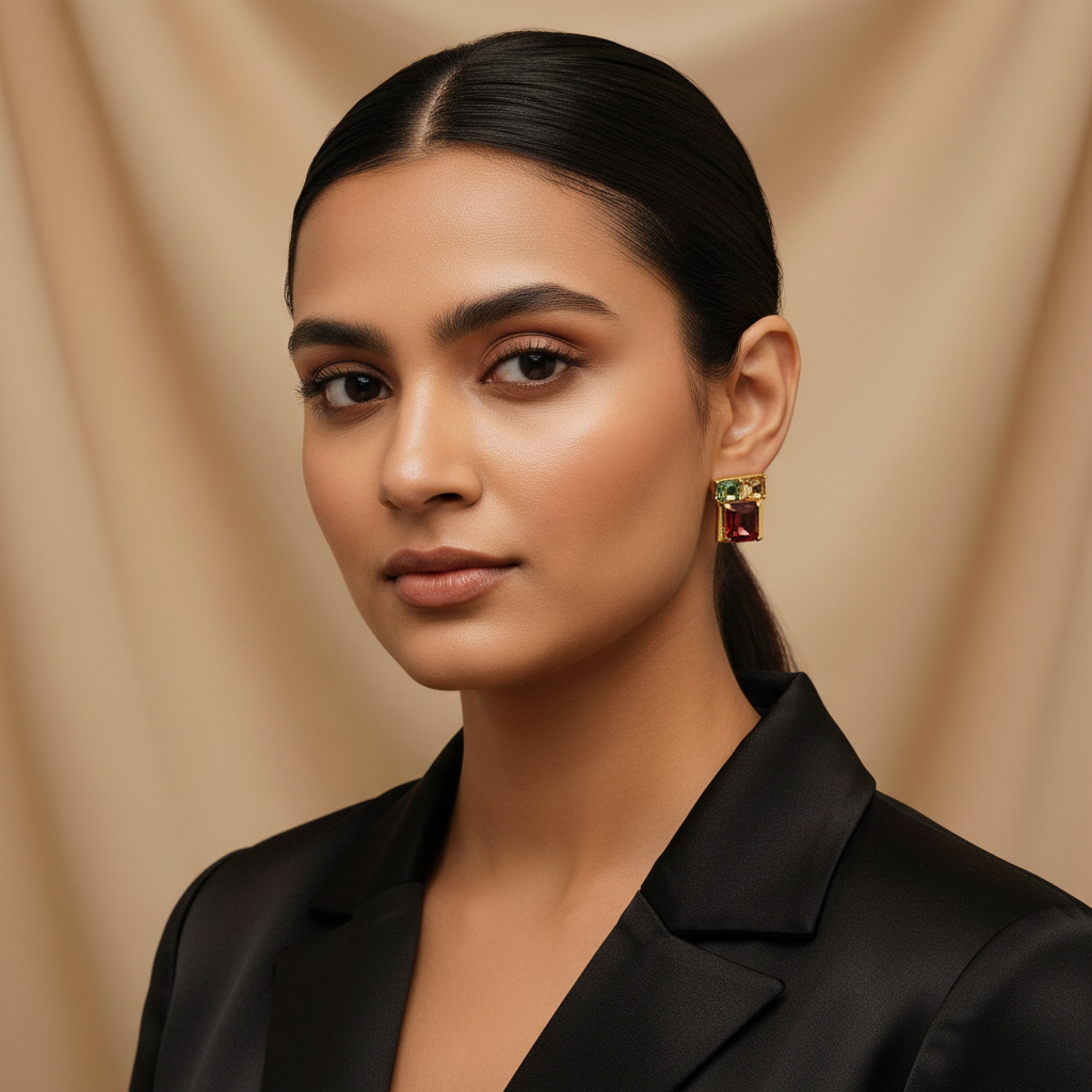 Regal Gem Square Earrings (Swarovski Crystals)