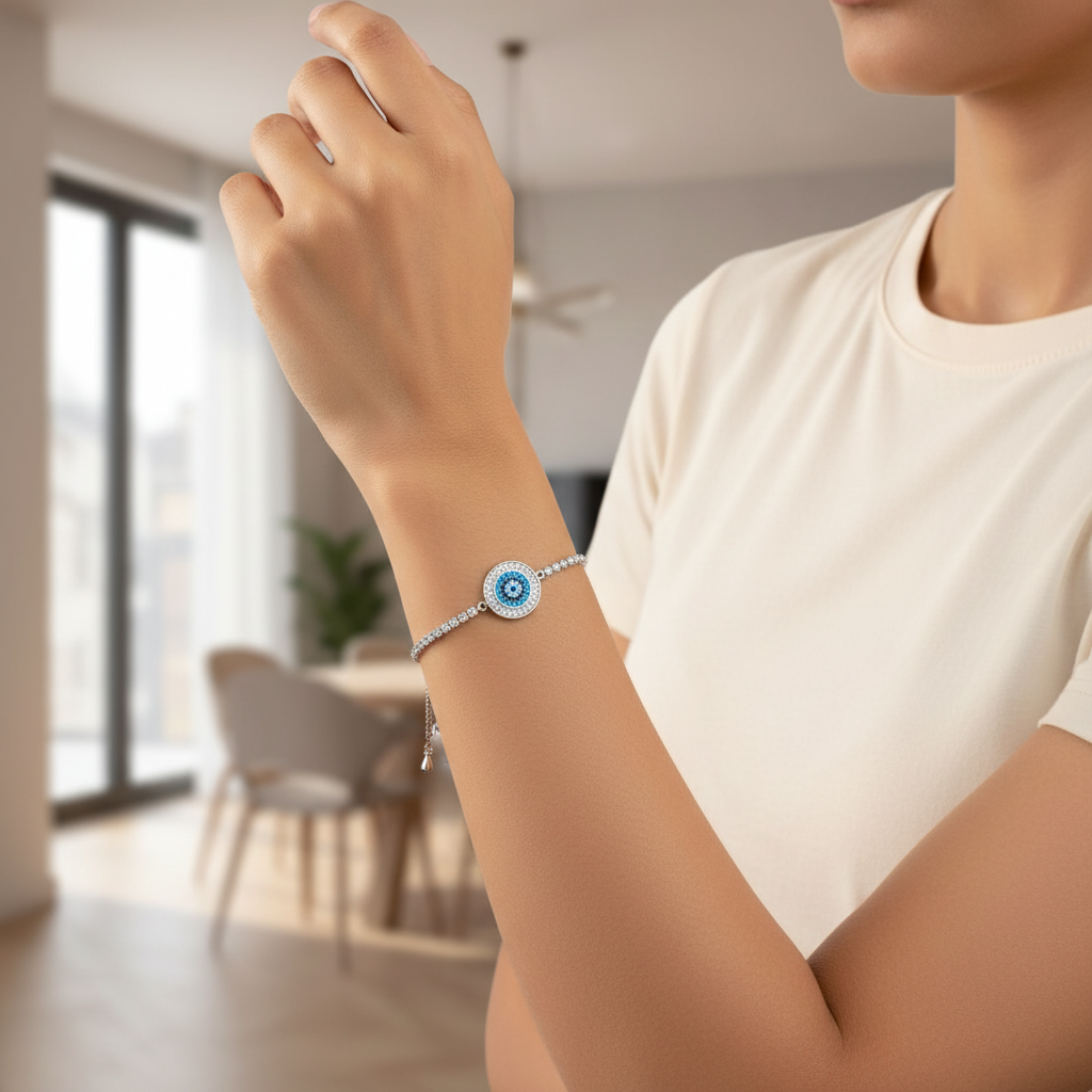 Azure Eye Bracelet (Silver Finish)