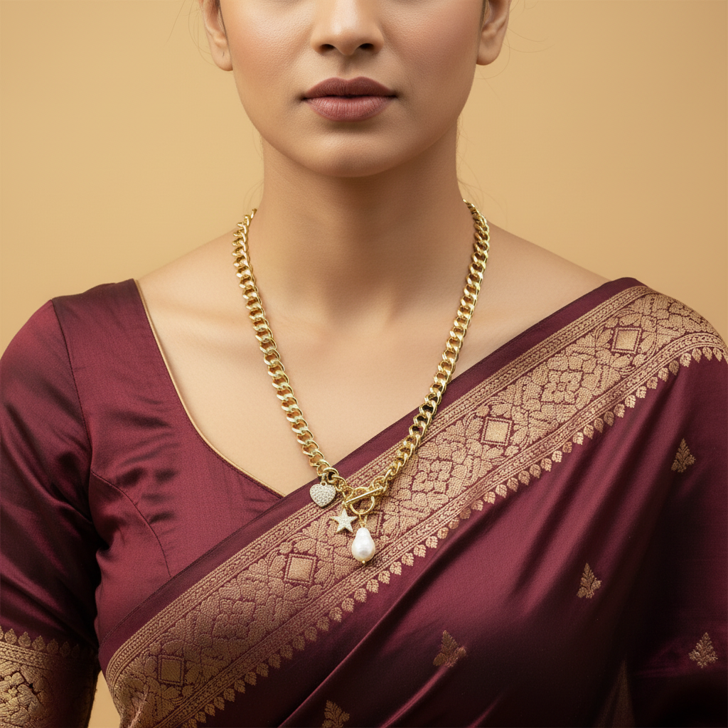 Celestial Pearl Chain (Gold Tone)
