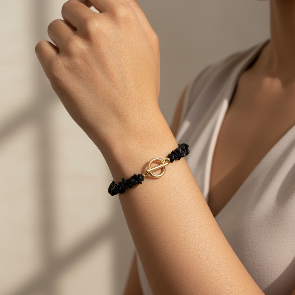 Onyx Raw Chip Bracelet