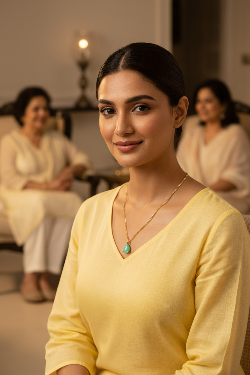 Verdant Glow Drop Pendant Necklace