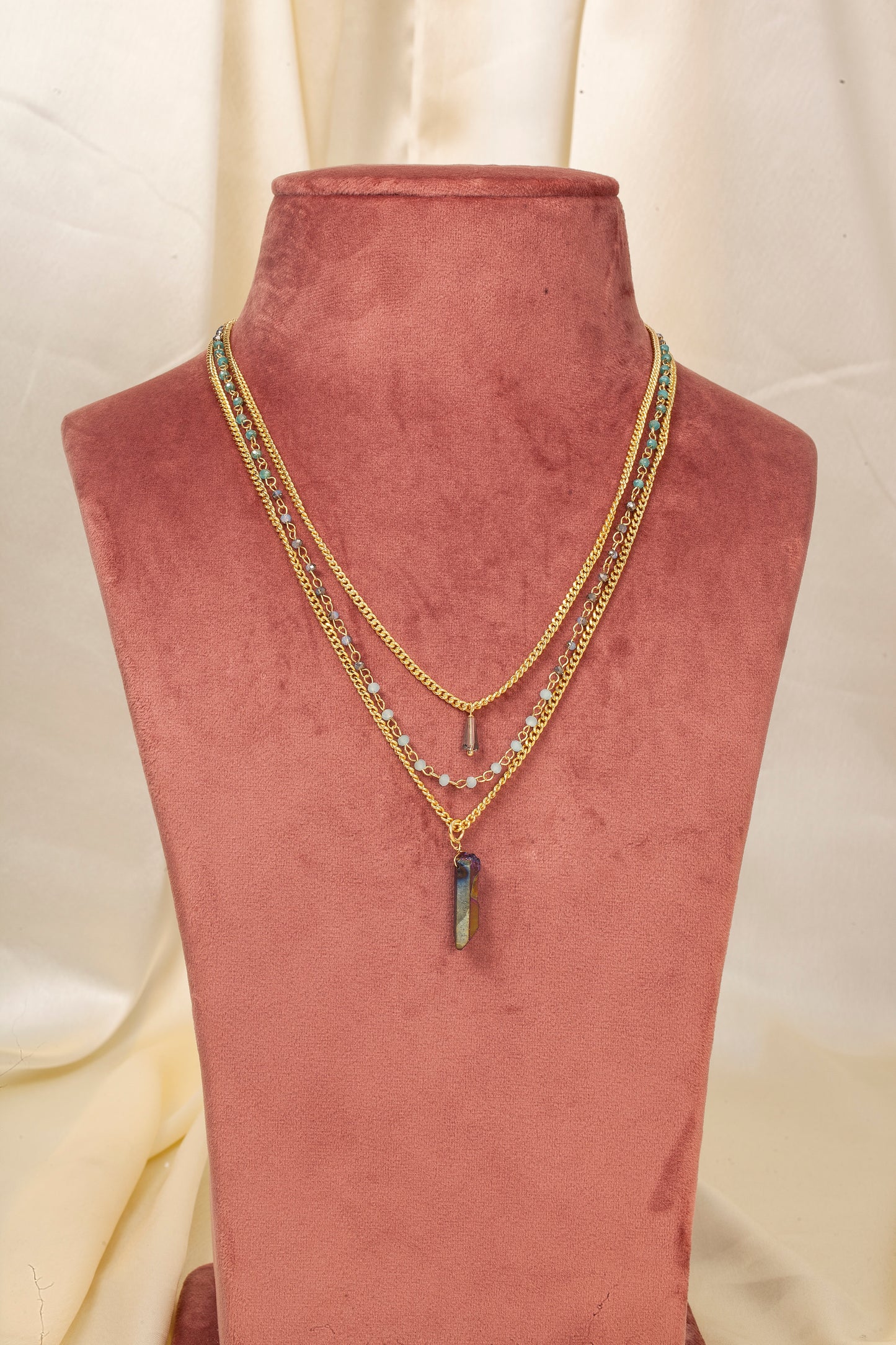 Aurora Root Layered Gemstone Necklace (18K Vermeil Gold)