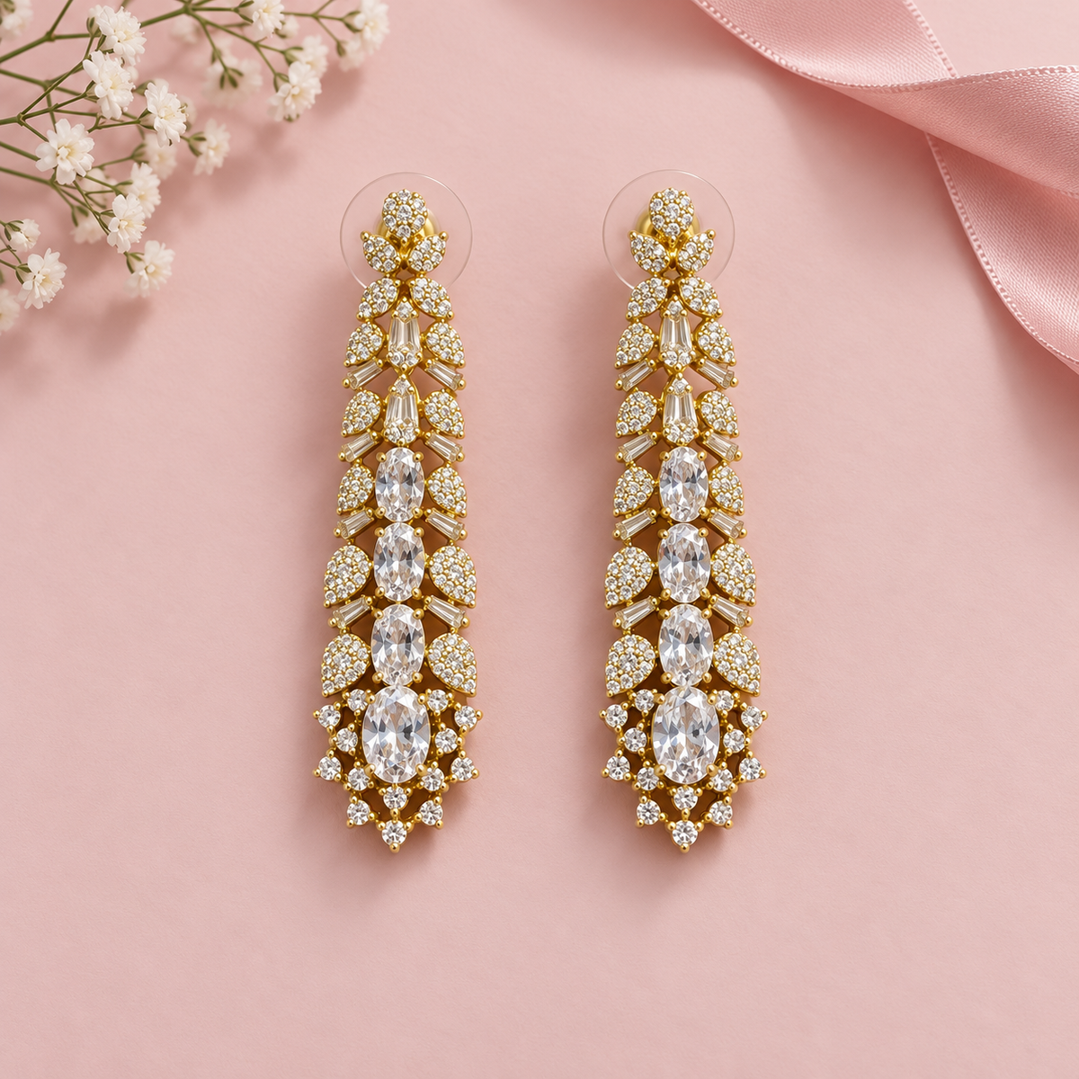 Golden Laurel Cascade Necklace Set