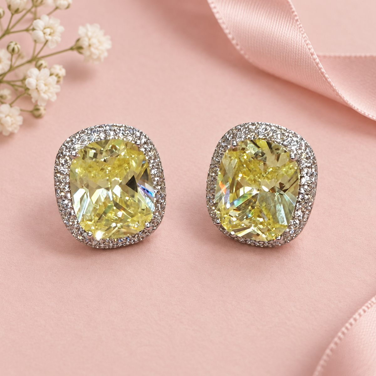 Lemon Halo Studs