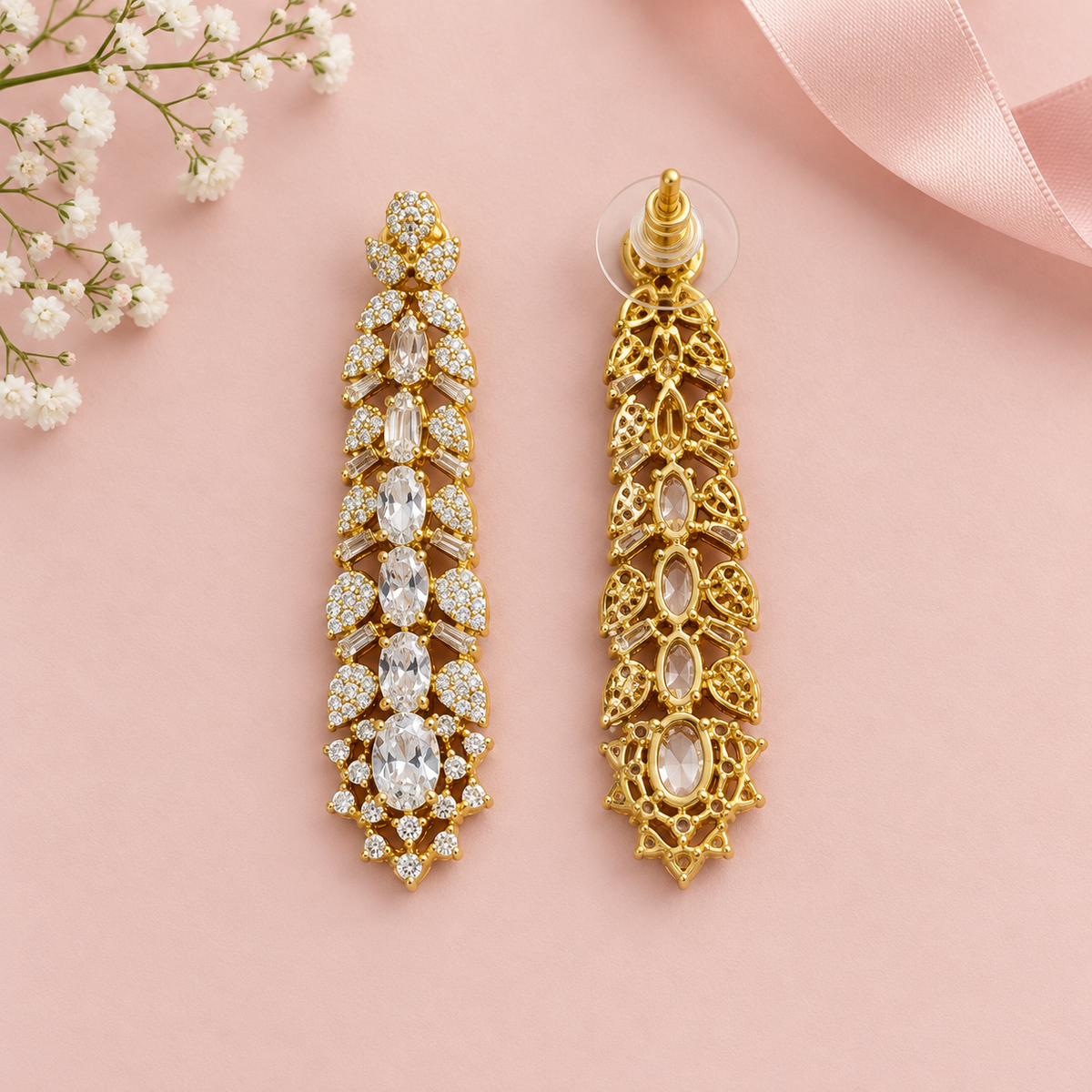Golden Laurel Cascade Necklace Set