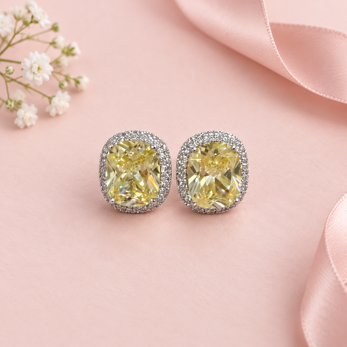 Lemon Halo Studs