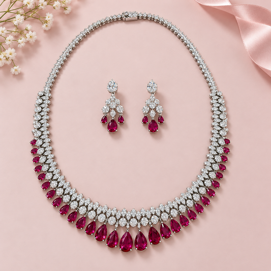 Deep Rose Elegance Necklace Set