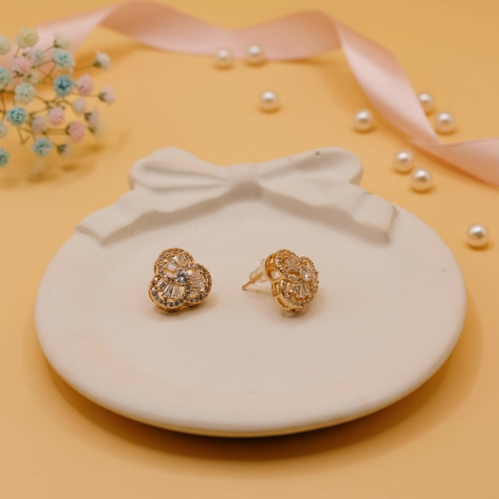 Twinkle Bloom Studs (Rose Gold Finish)