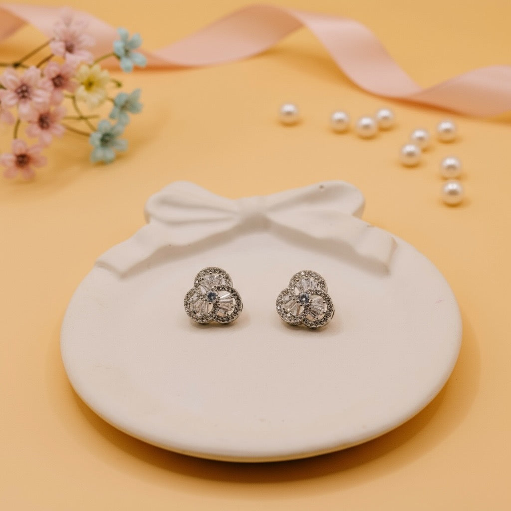 Twinkle Bloom Studs (Silver Finish)