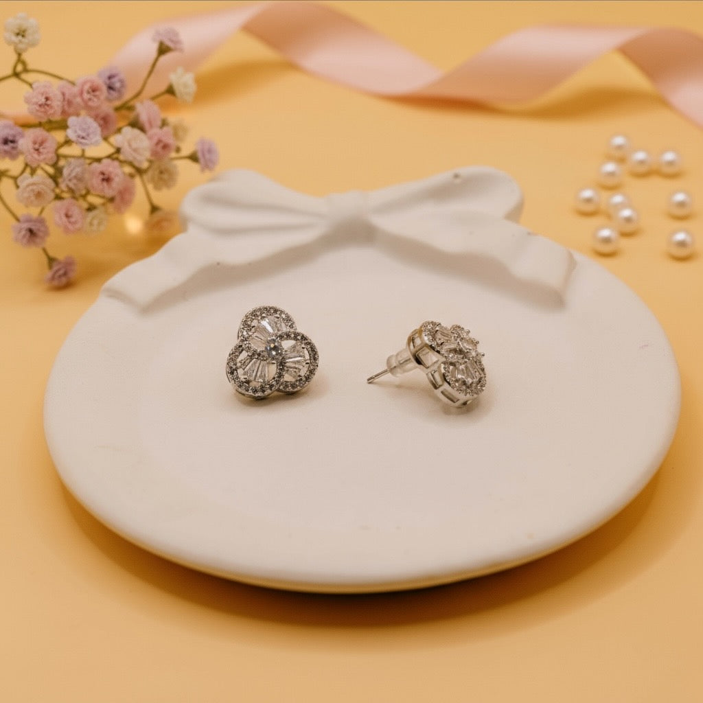 Twinkle Bloom Studs (Silver Finish)