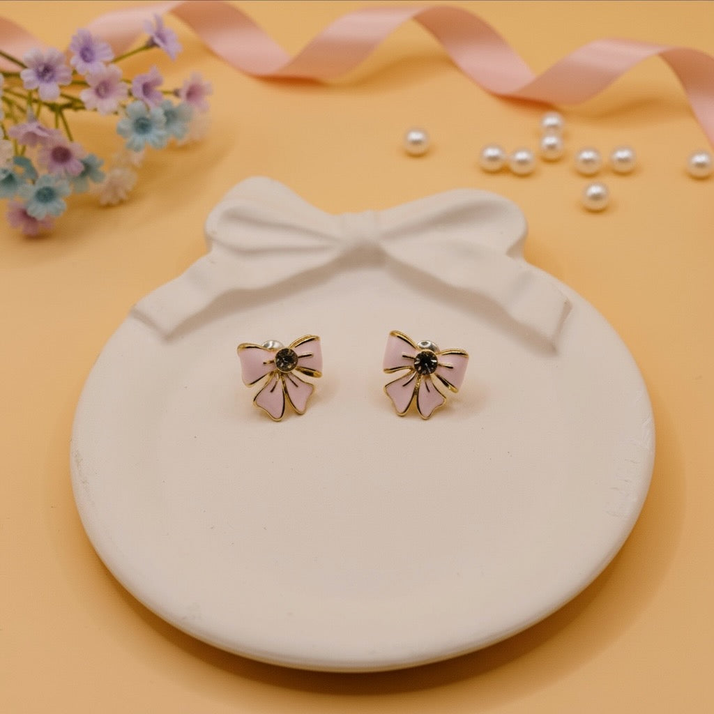 Pink Bonbon Bow Earrings