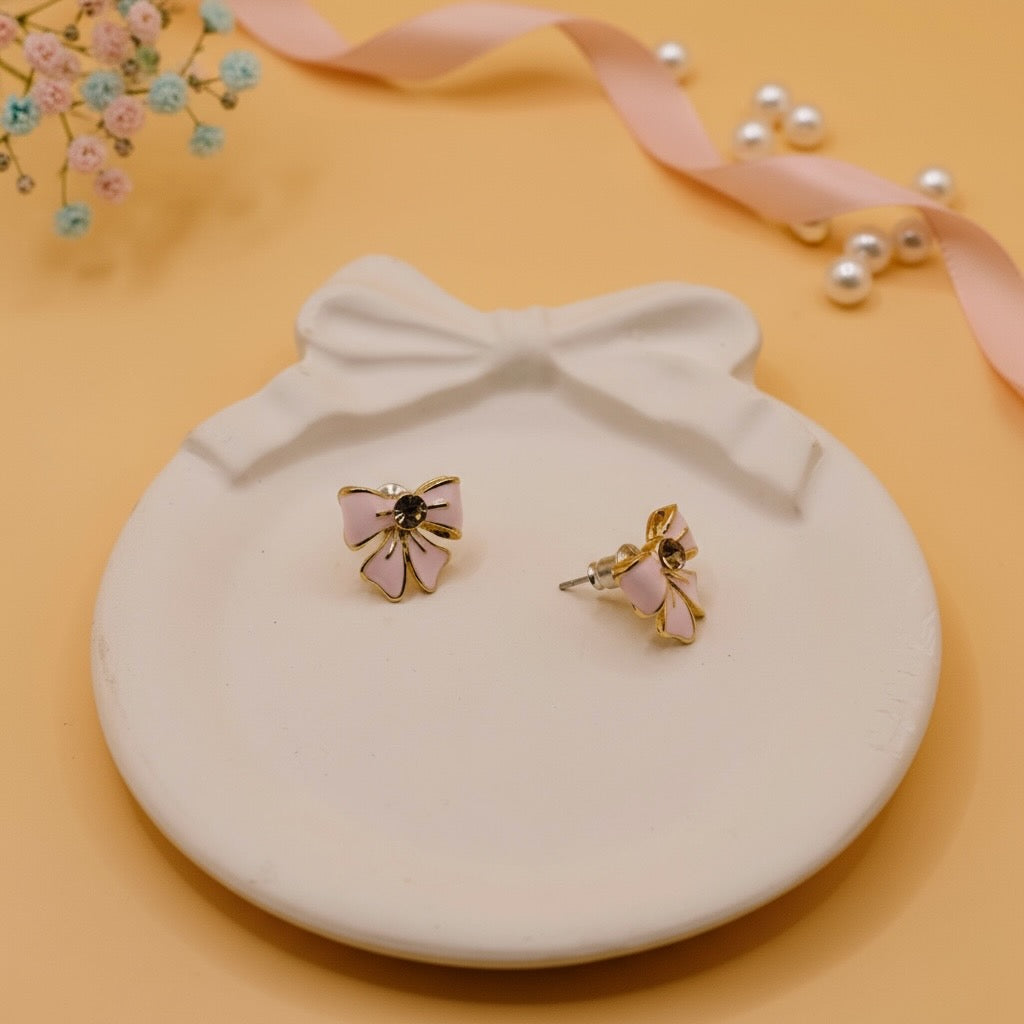 Pink Bonbon Bow Earrings