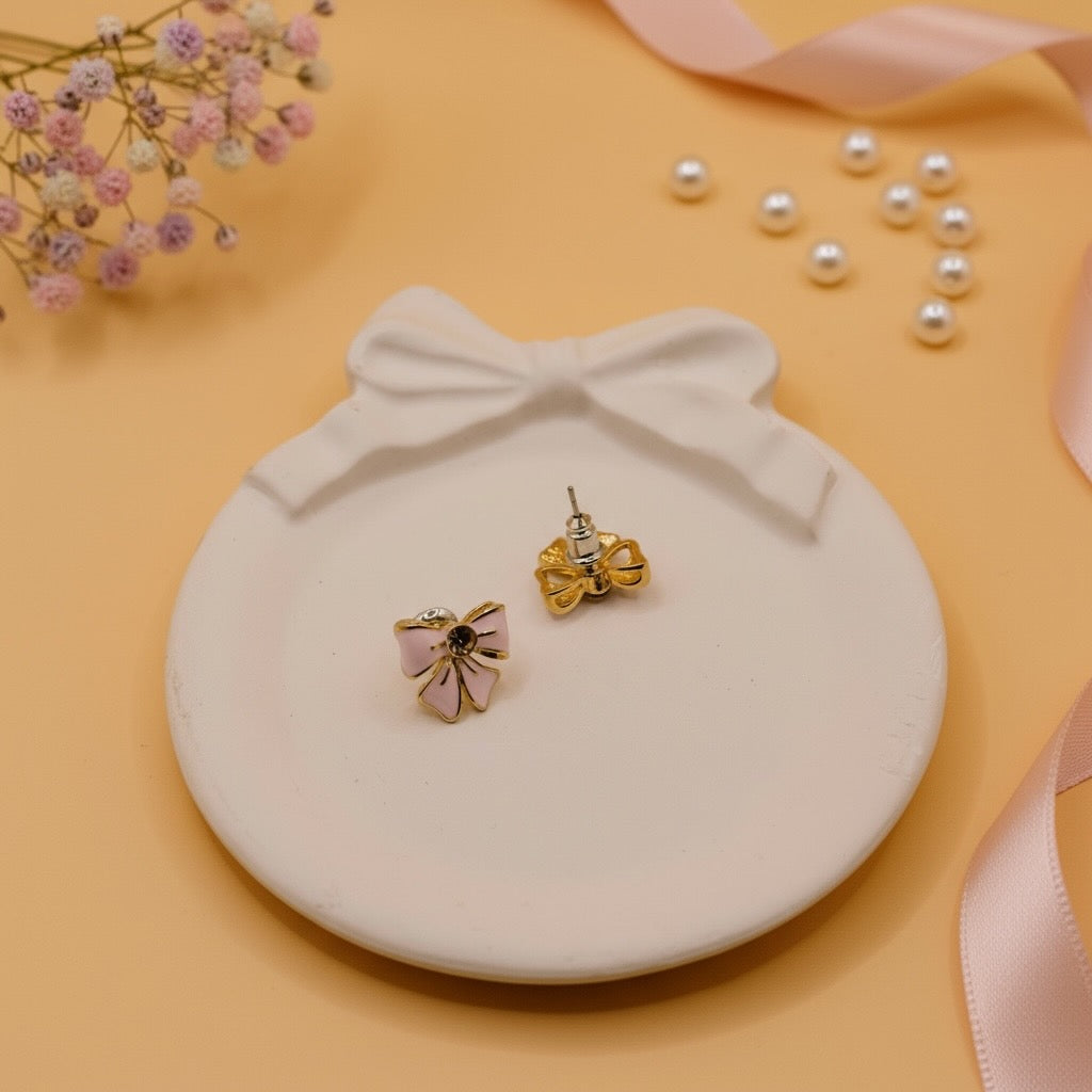 Pink Bonbon Bow Earrings
