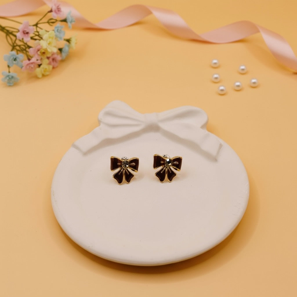 Crimson Charm Bow Earrings