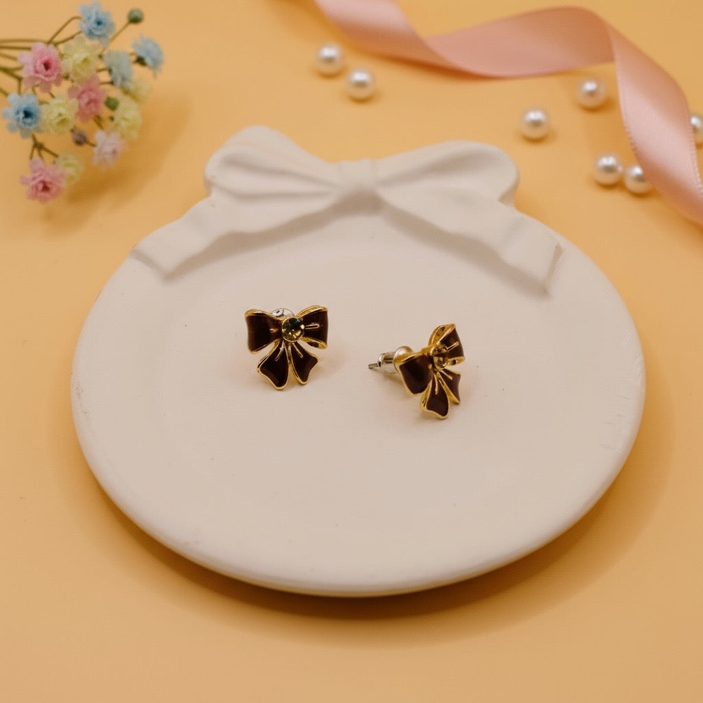 Crimson Charm Bow Earrings