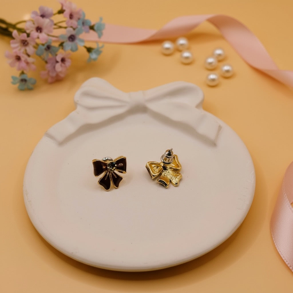 Crimson Charm Bow Earrings