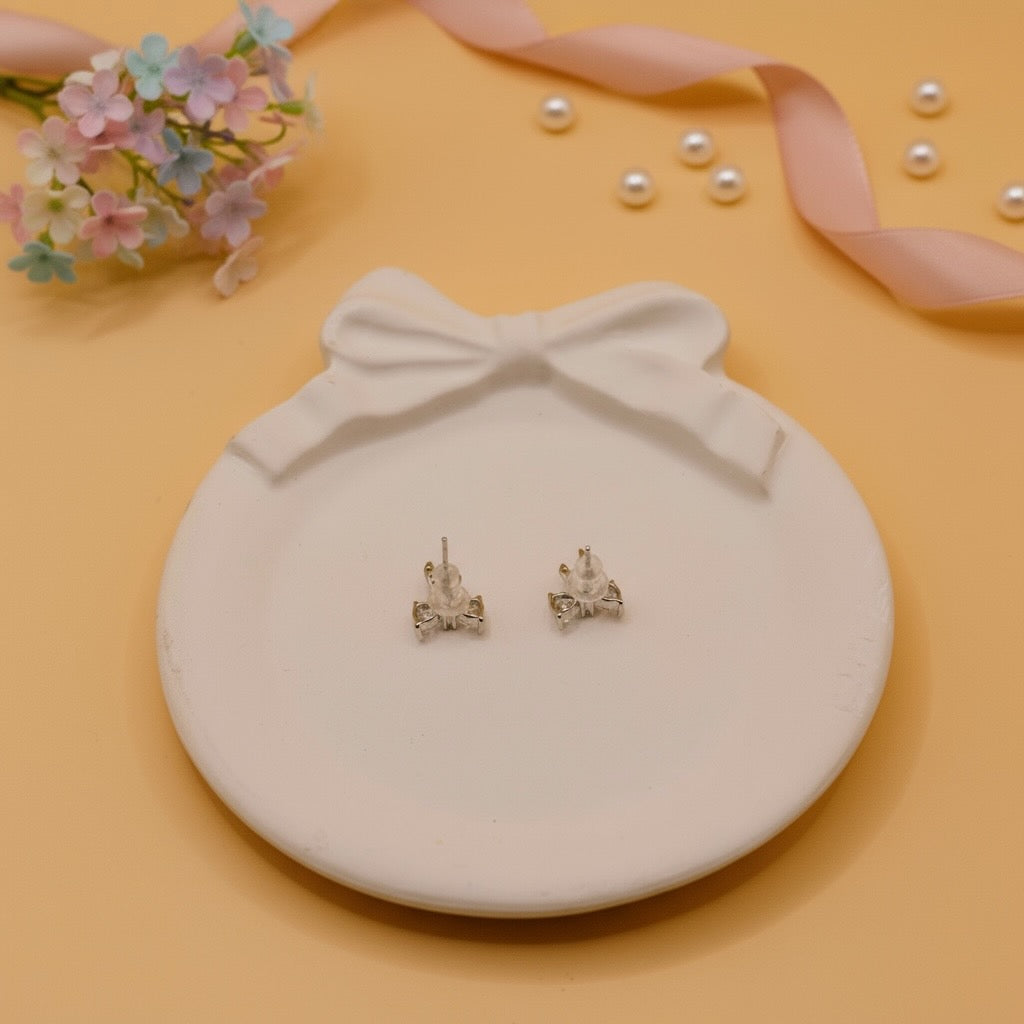 Crystal Whisper Bow Earrings (Silver Finish)