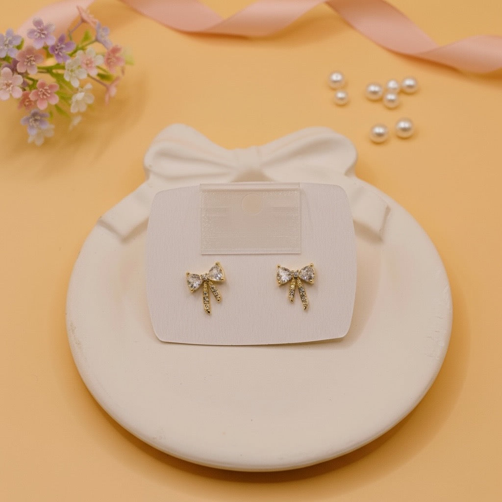 Crystal Whisper Bow earrings (Gold Finish)