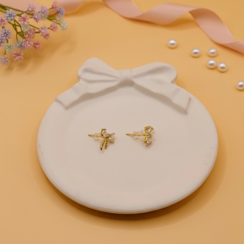 Crystal Whisper Bow earrings (Gold Finish)