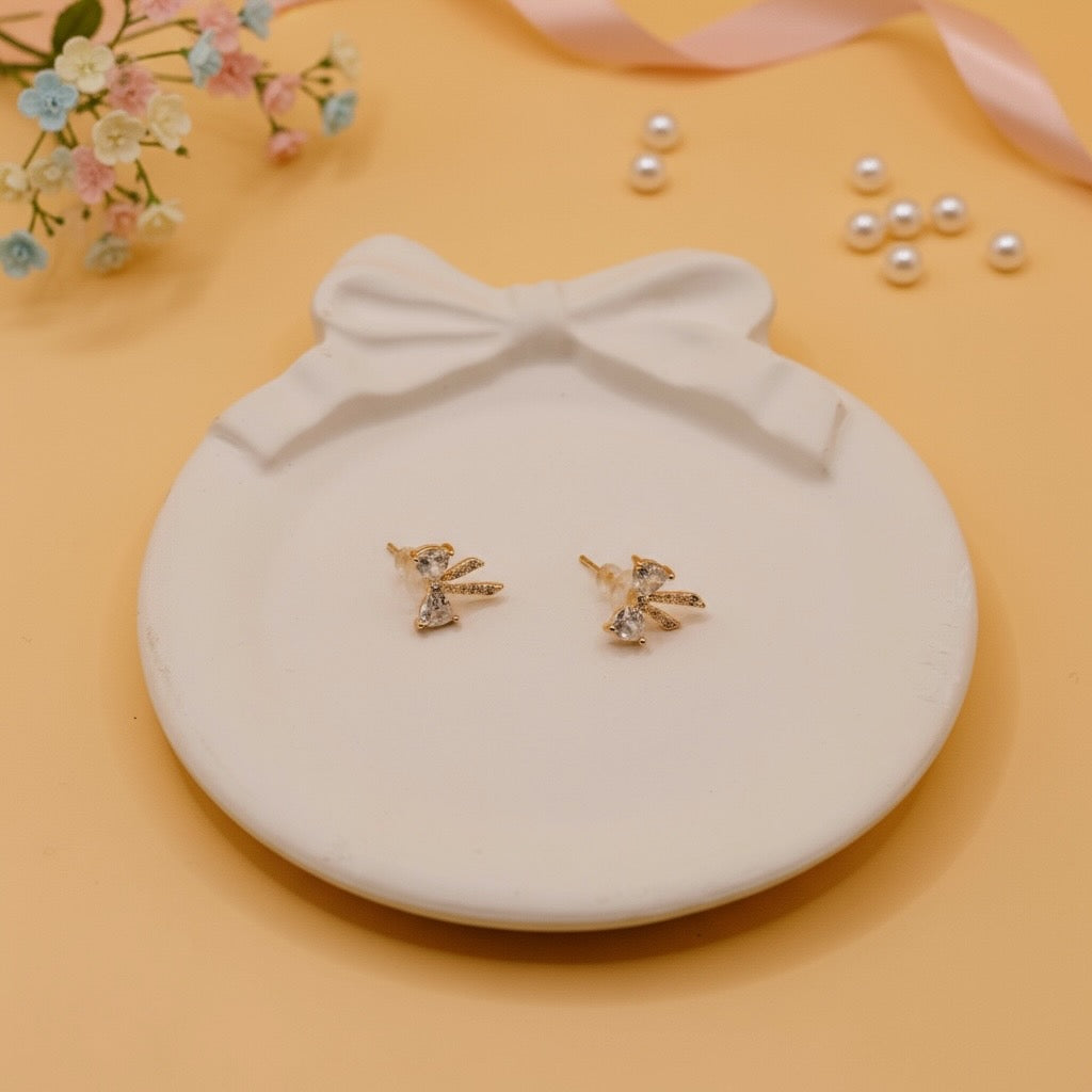 Crystal Whisper Bow earrings (Rose Gold Finish)