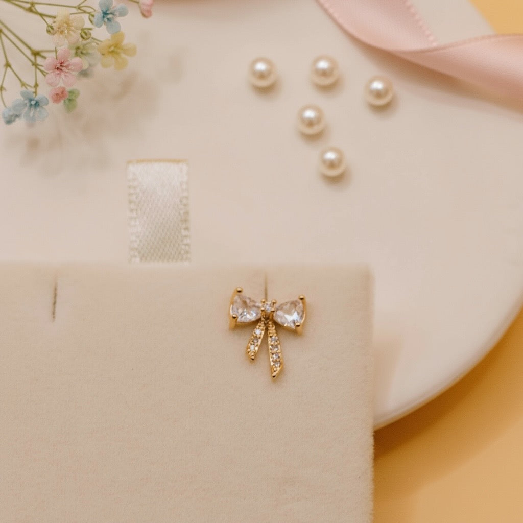 Crystal Whisper Bow earrings (Rose Gold Finish)