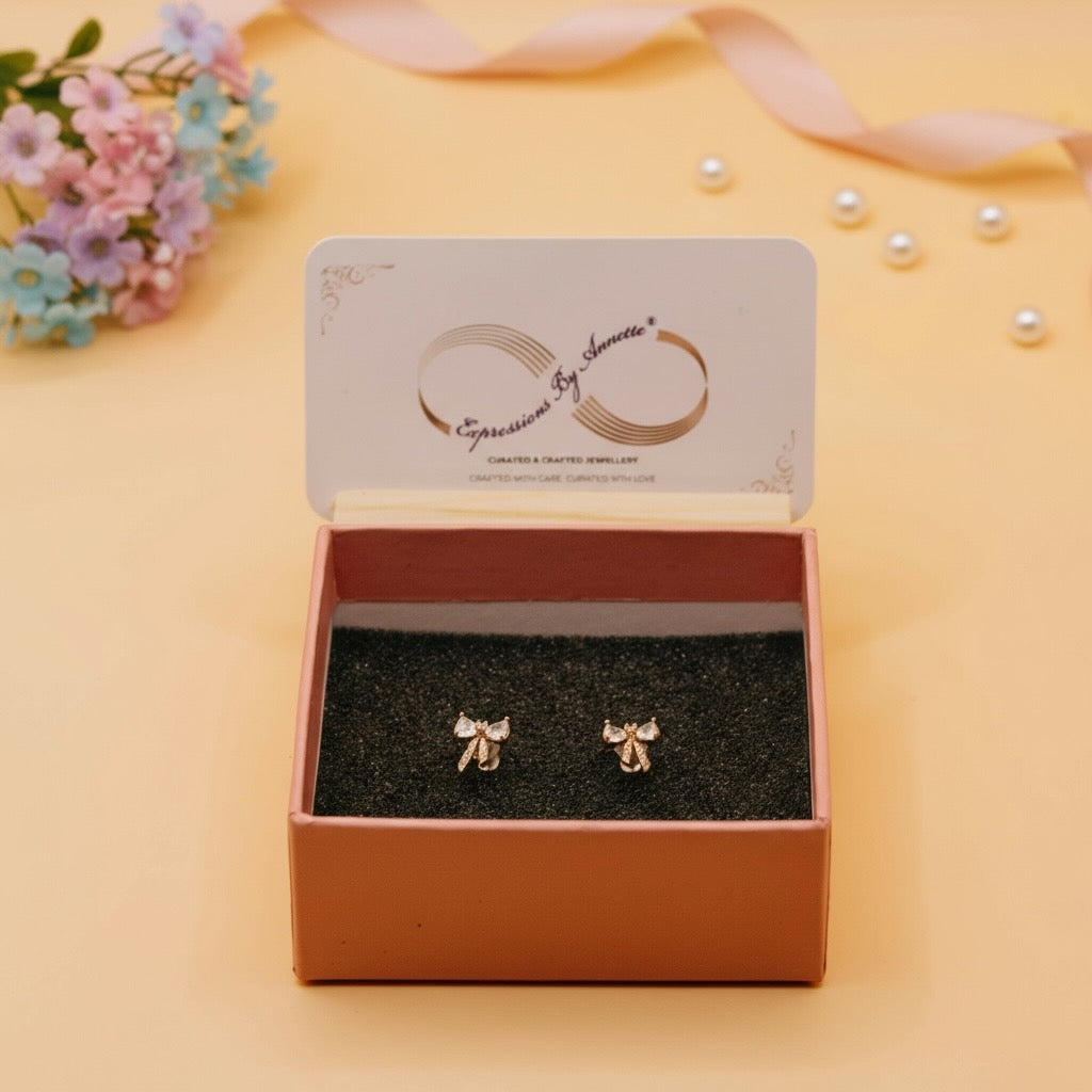 Crystal Whisper Bow earrings (Rose Gold Finish)