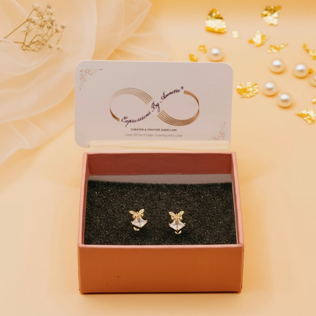 Butterfly Glow Studs (Gold Finish)