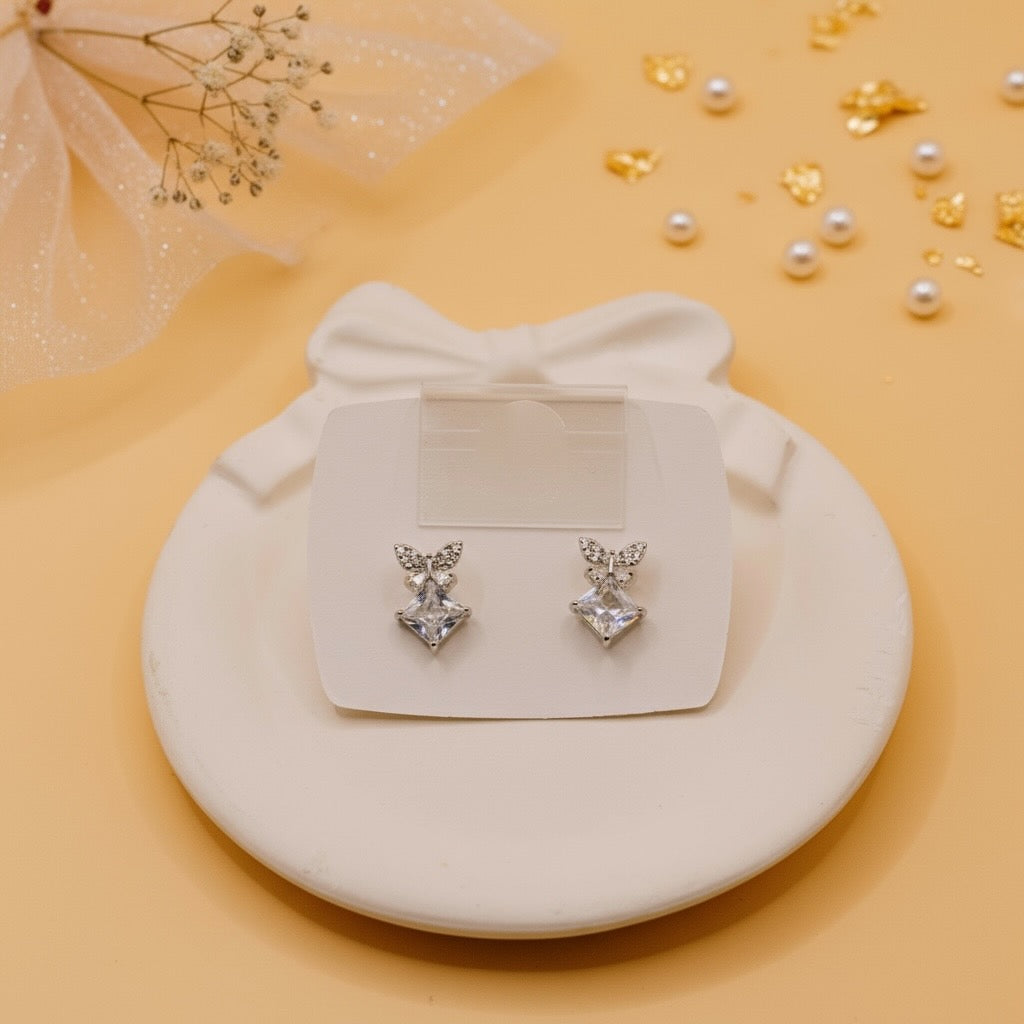 Butterfly Glow Studs (Silver Finish)