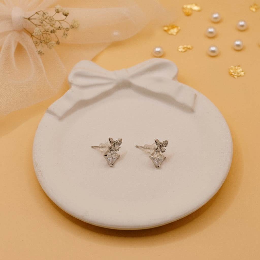 Butterfly Glow Studs (Silver Finish)