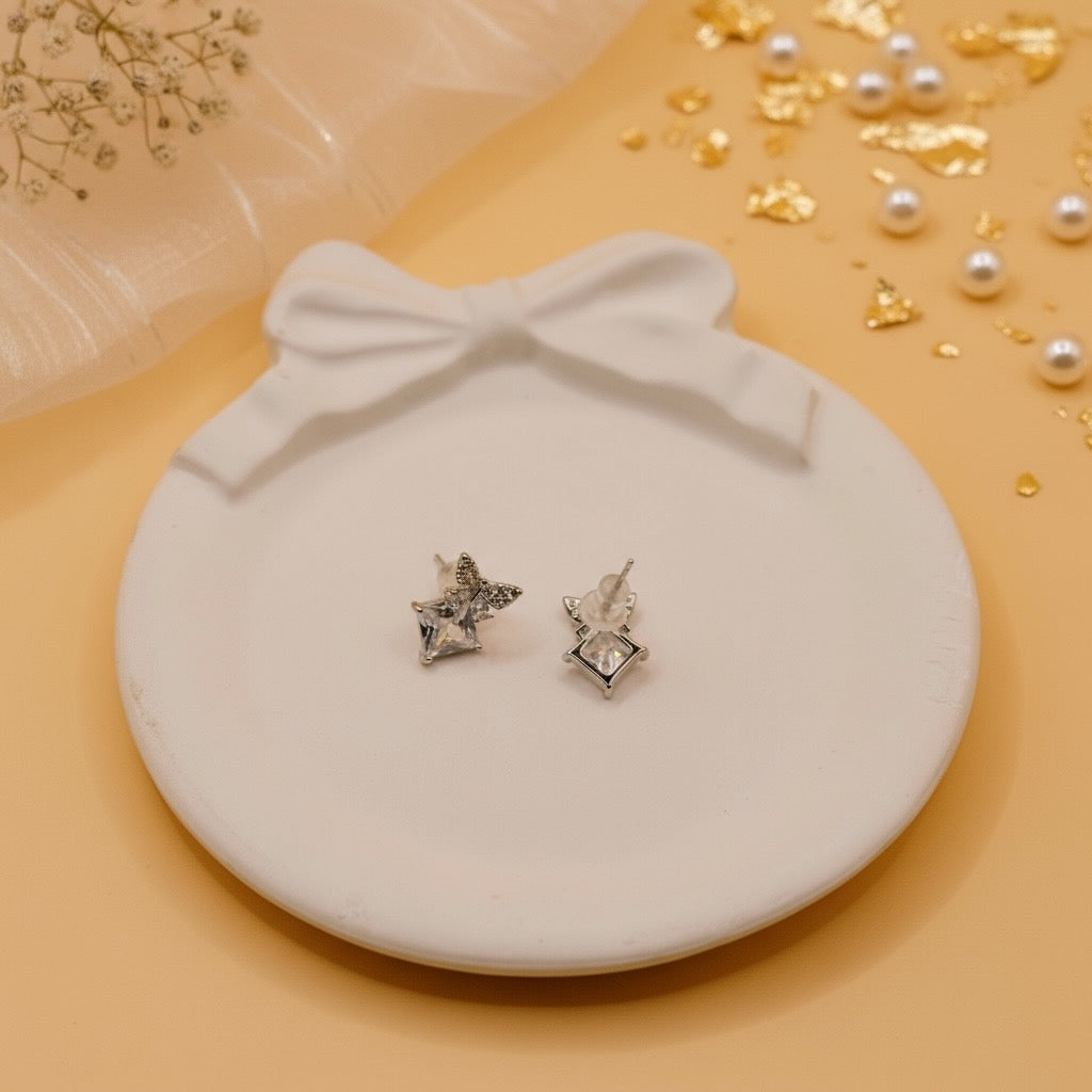 Butterfly Glow Studs (Silver Finish)