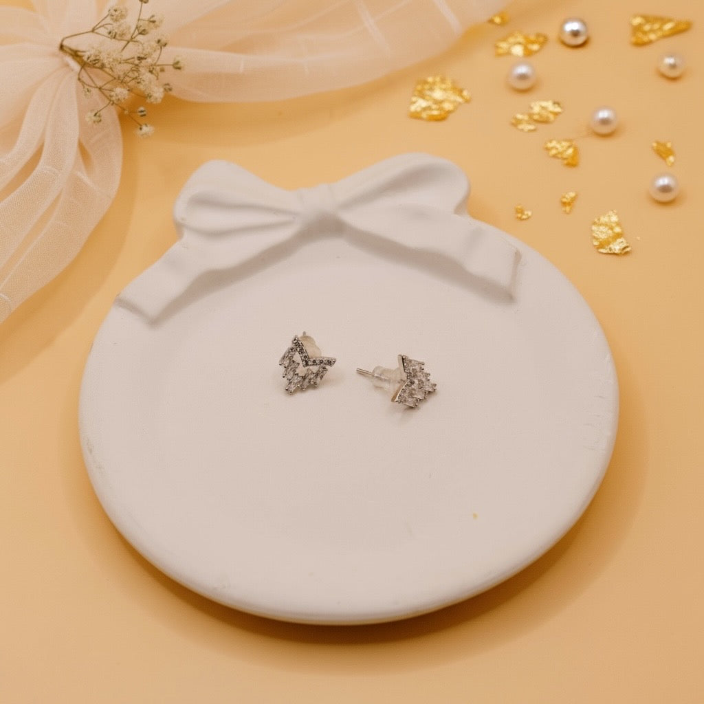 Crystal Rainfall Studs (Silver Finish)