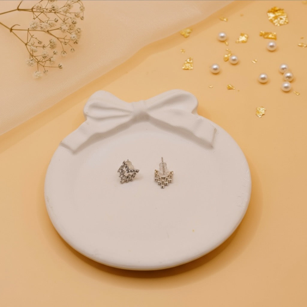 Crystal Rainfall Studs (Silver Finish)