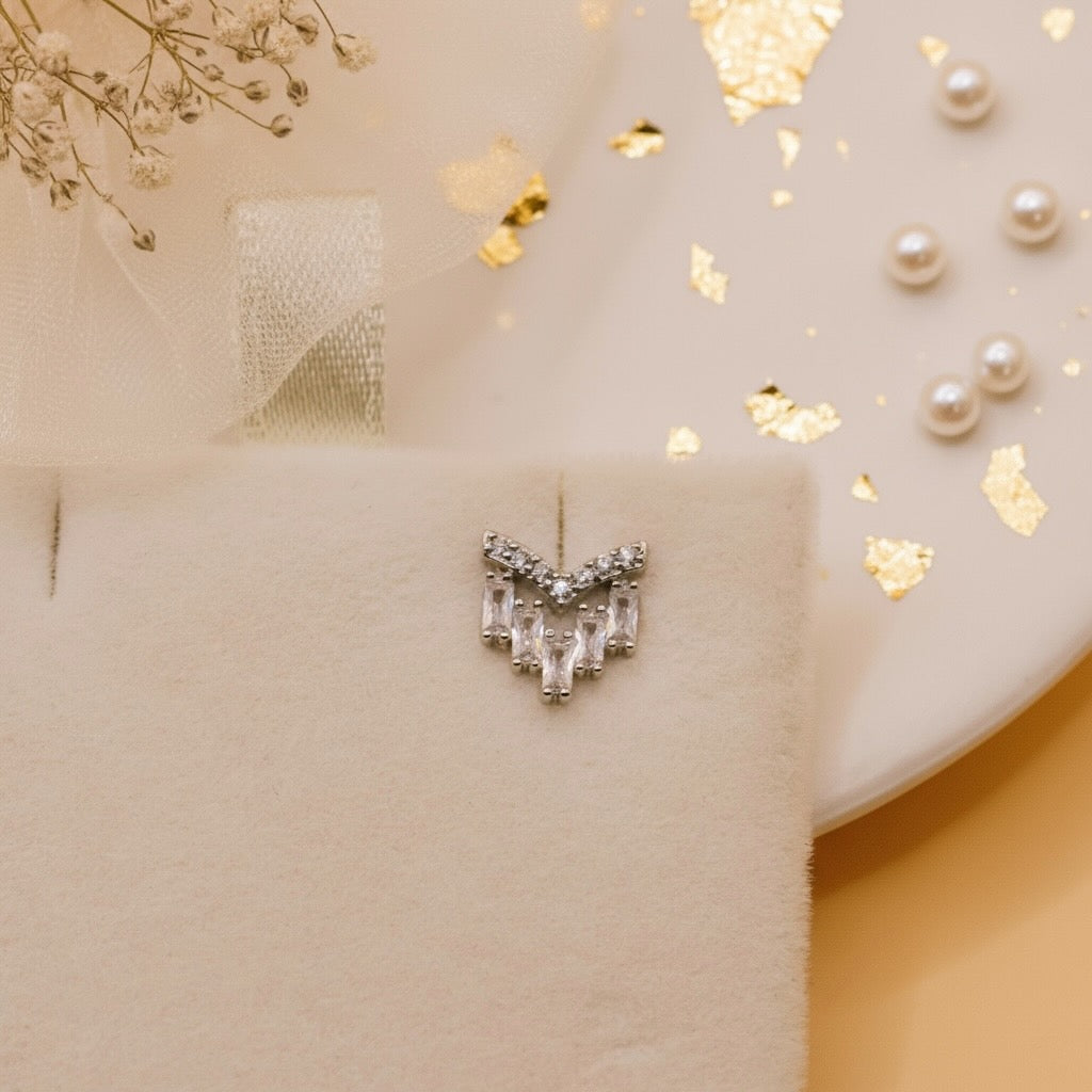 Crystal Rainfall Studs (Silver Finish)