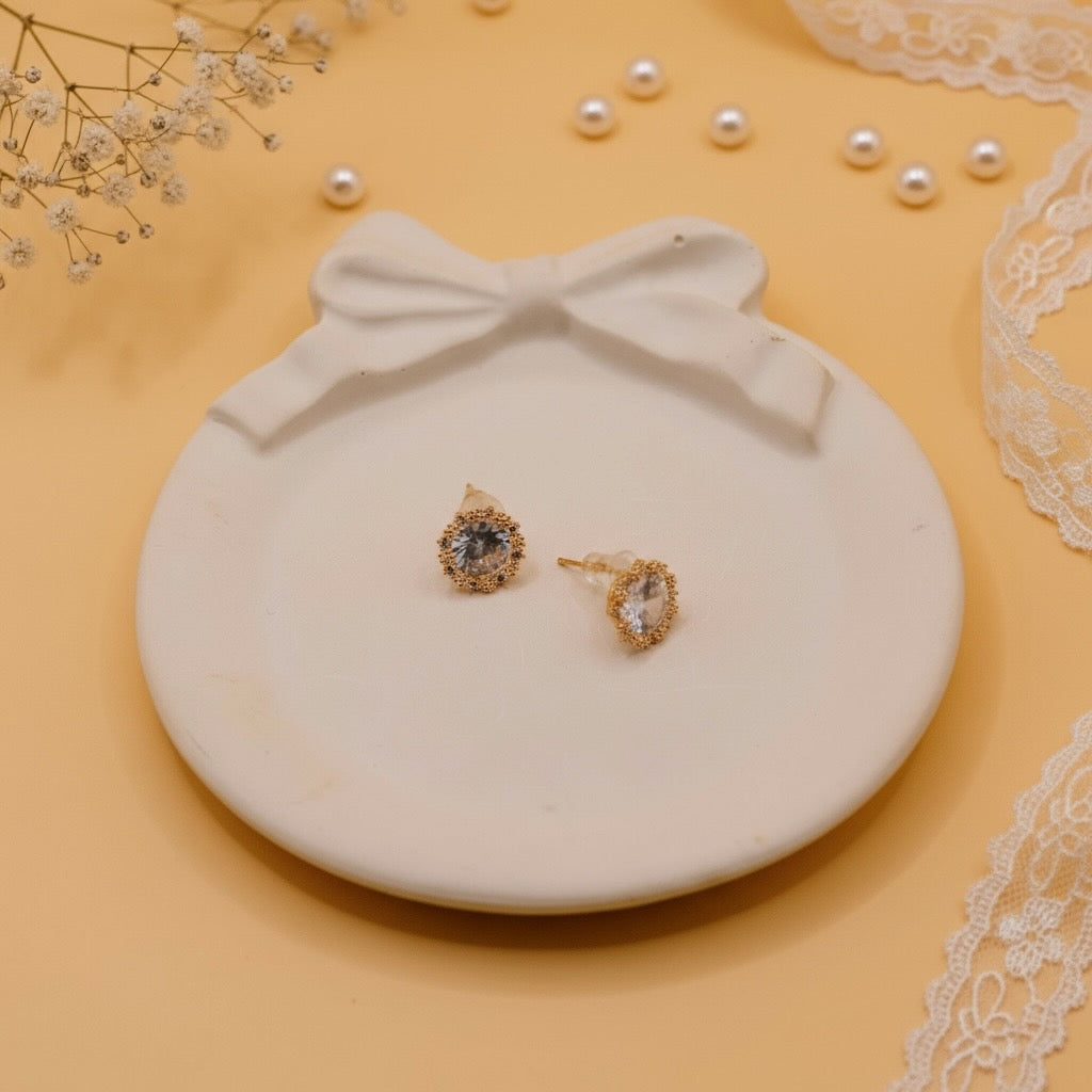 Crystal Halo Studs (Rose Gold Finish)