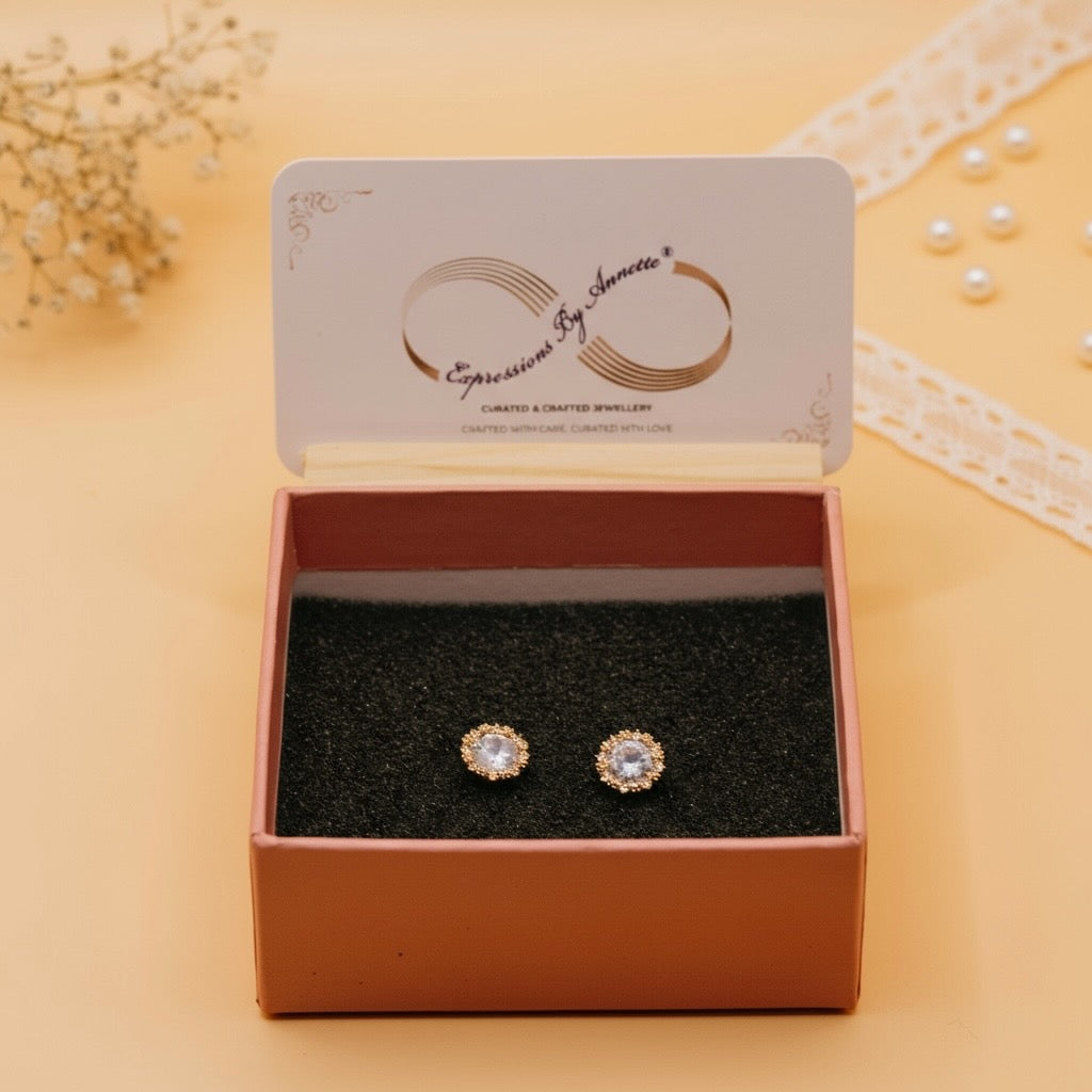 Crystal Halo Studs (Rose Gold Finish)