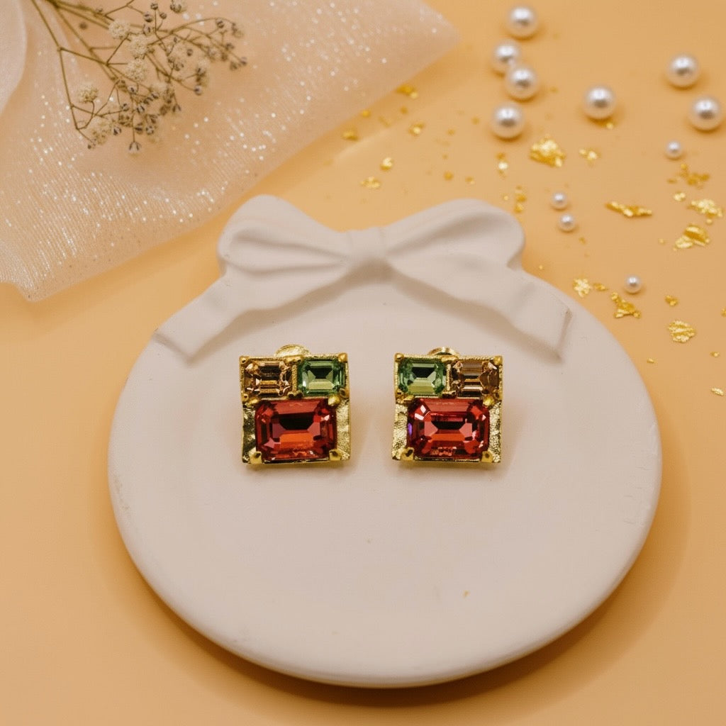Regal Gem Square Earrings (Swarovski Crystals)