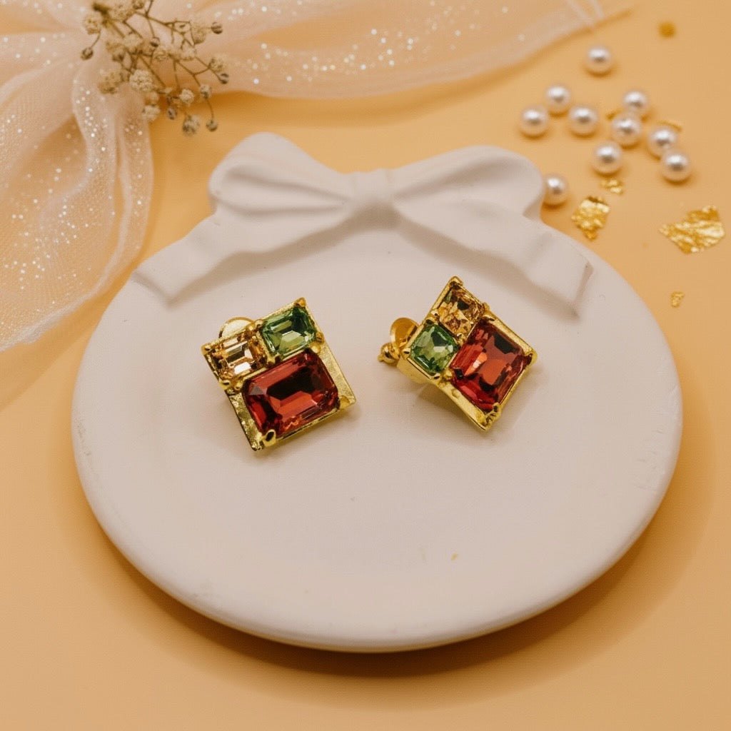 Regal Gem Square Earrings (Swarovski Crystals)