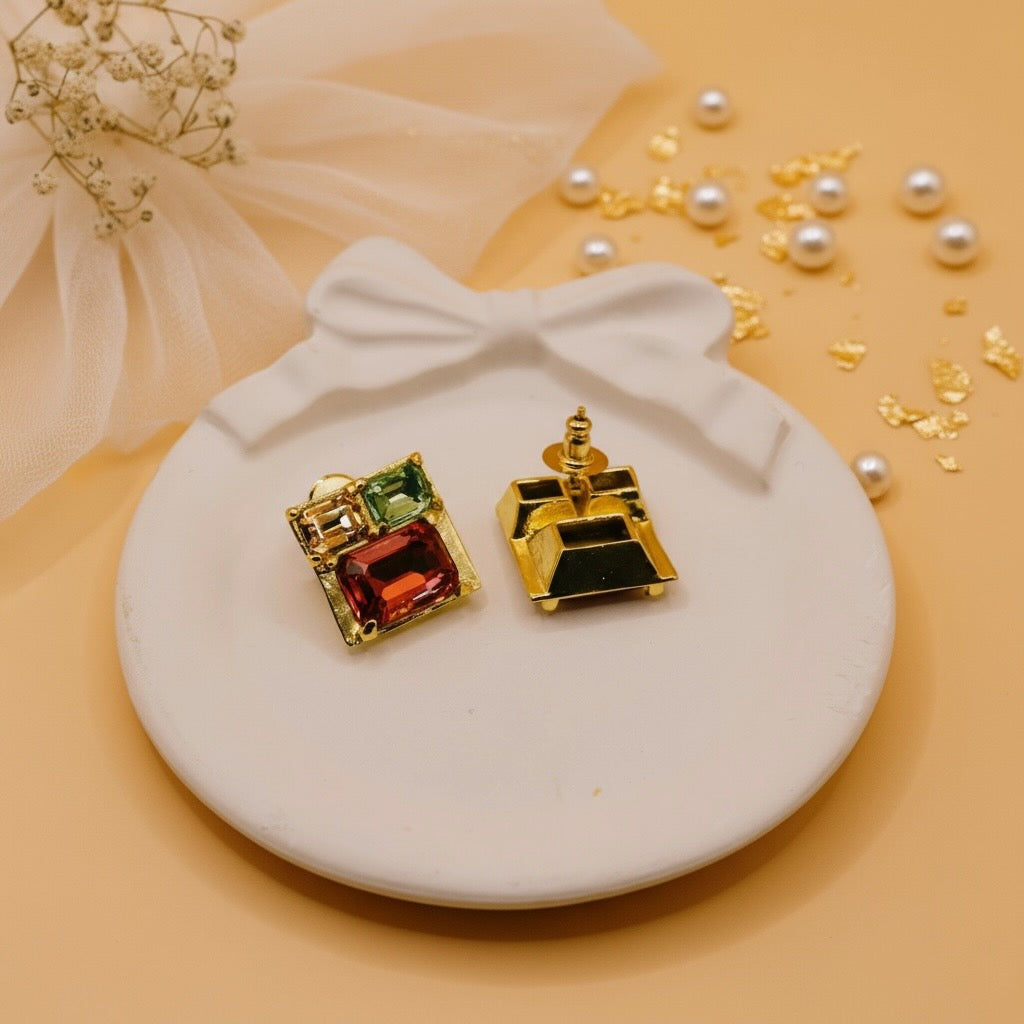 Regal Gem Square Earrings (Swarovski Crystals)