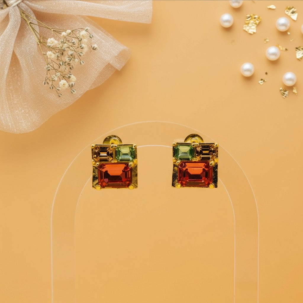 Regal Gem Square Earrings (Swarovski Crystals)