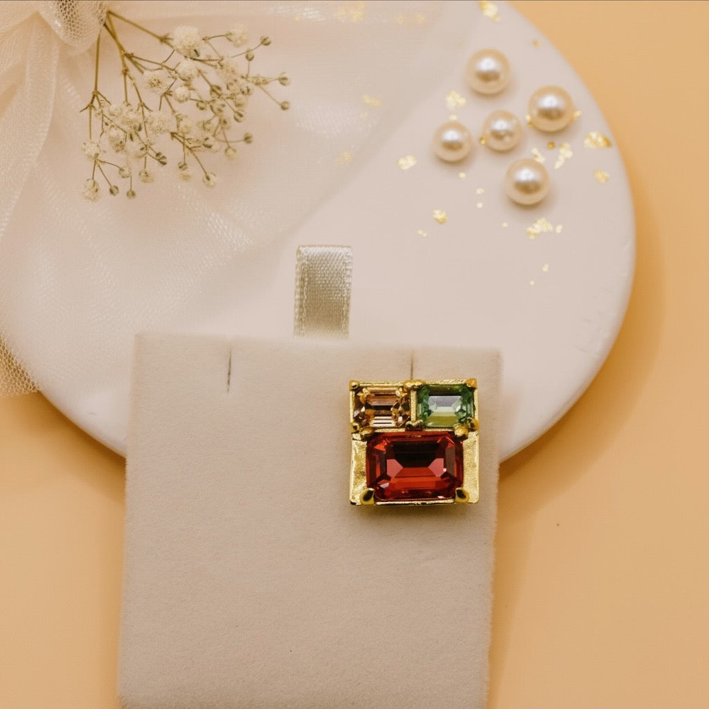 Regal Gem Square Earrings (Swarovski Crystals)