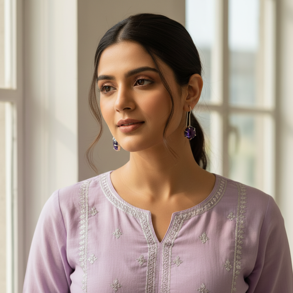 Amethyst Moon Drops (Sterling Silver)