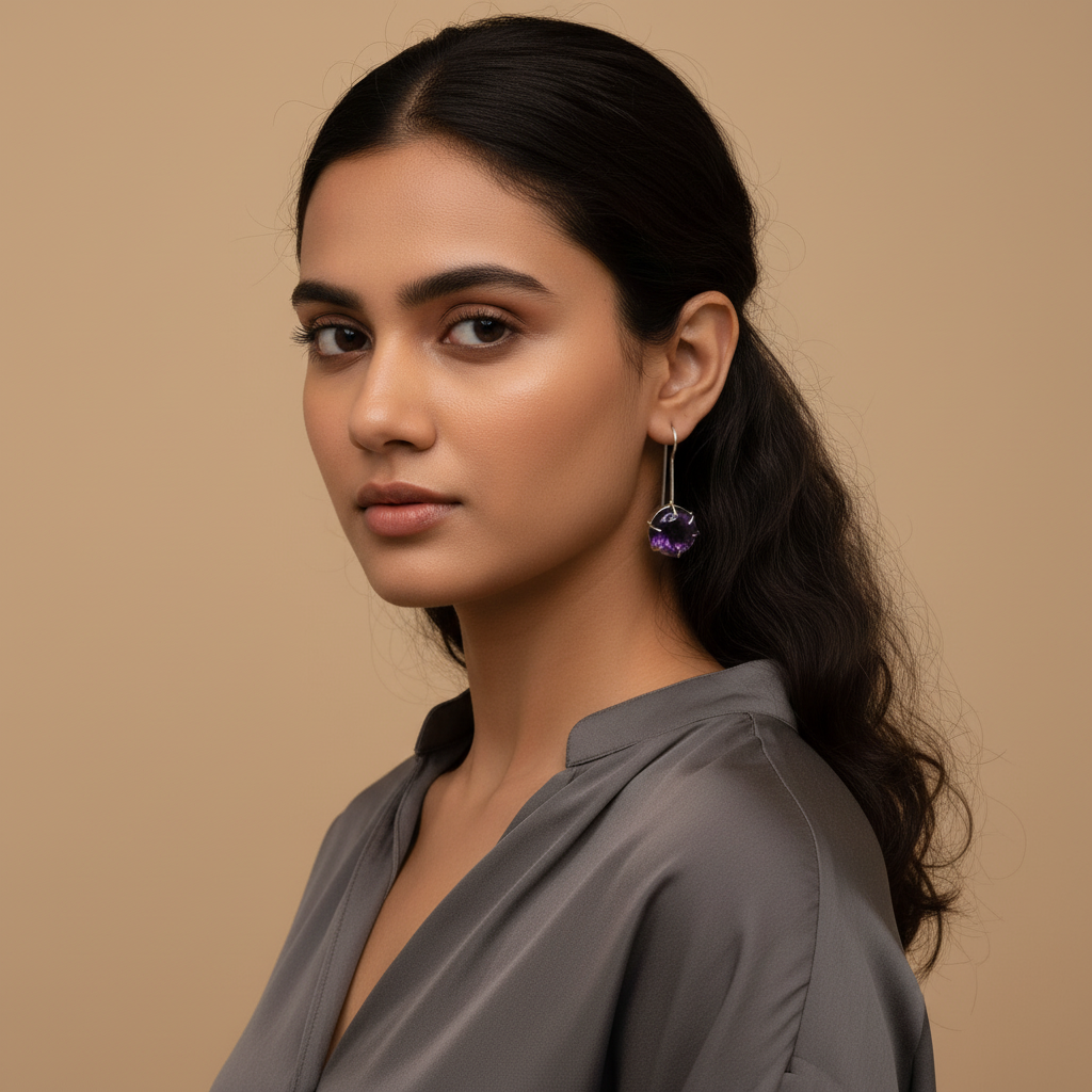 Amethyst Moon Drops (Sterling Silver)