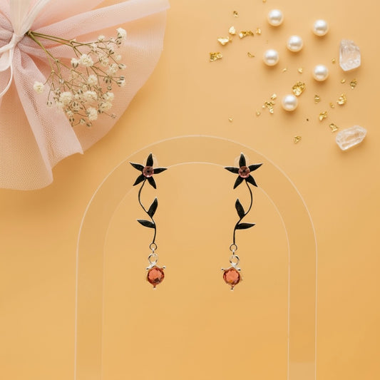 Pink Blossom Drops (Sterling Silver & Swarovski Crystals)