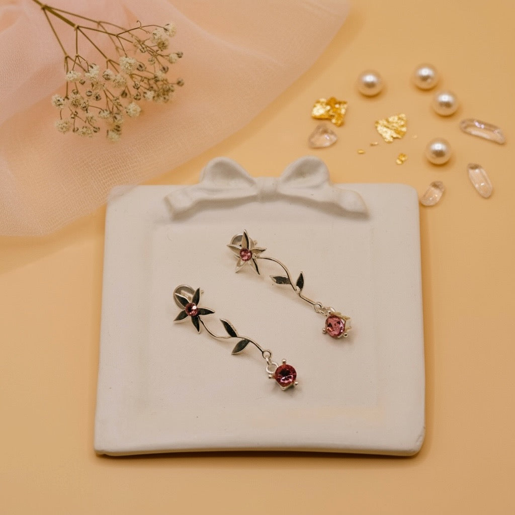 Pink Blossom Drops (Sterling Silver & Swarovski Crystals)