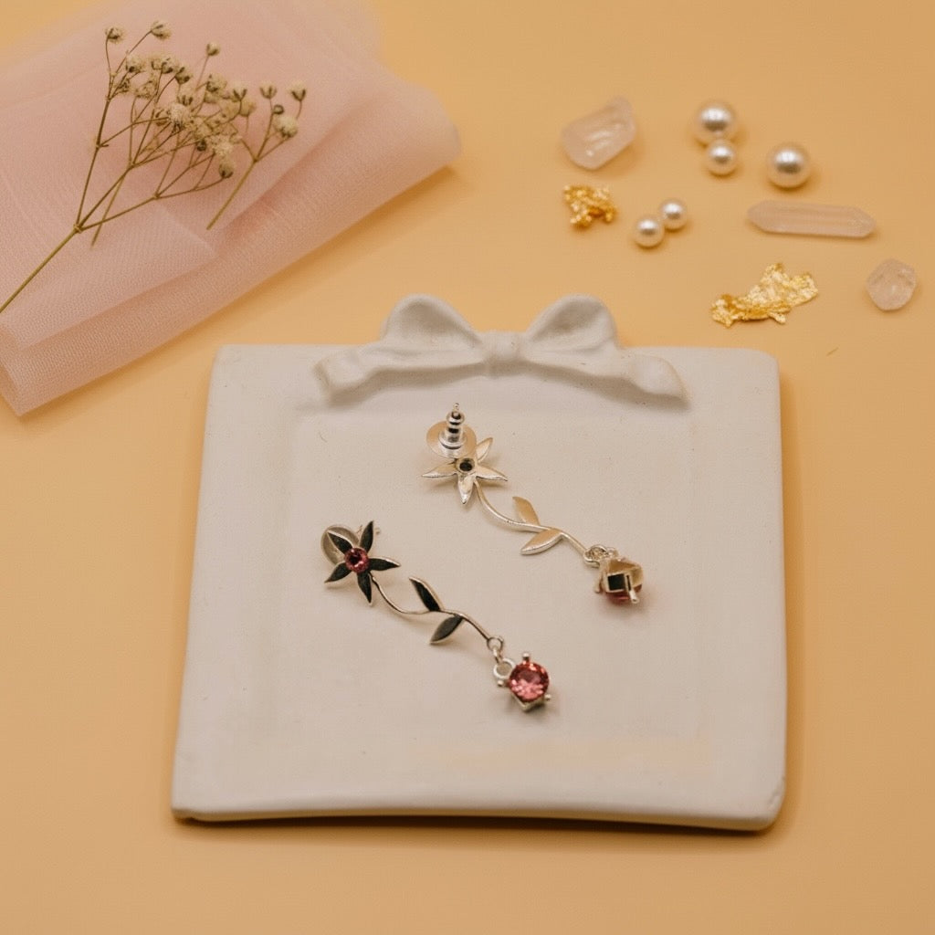 Pink Blossom Drops (Sterling Silver & Swarovski Crystals)