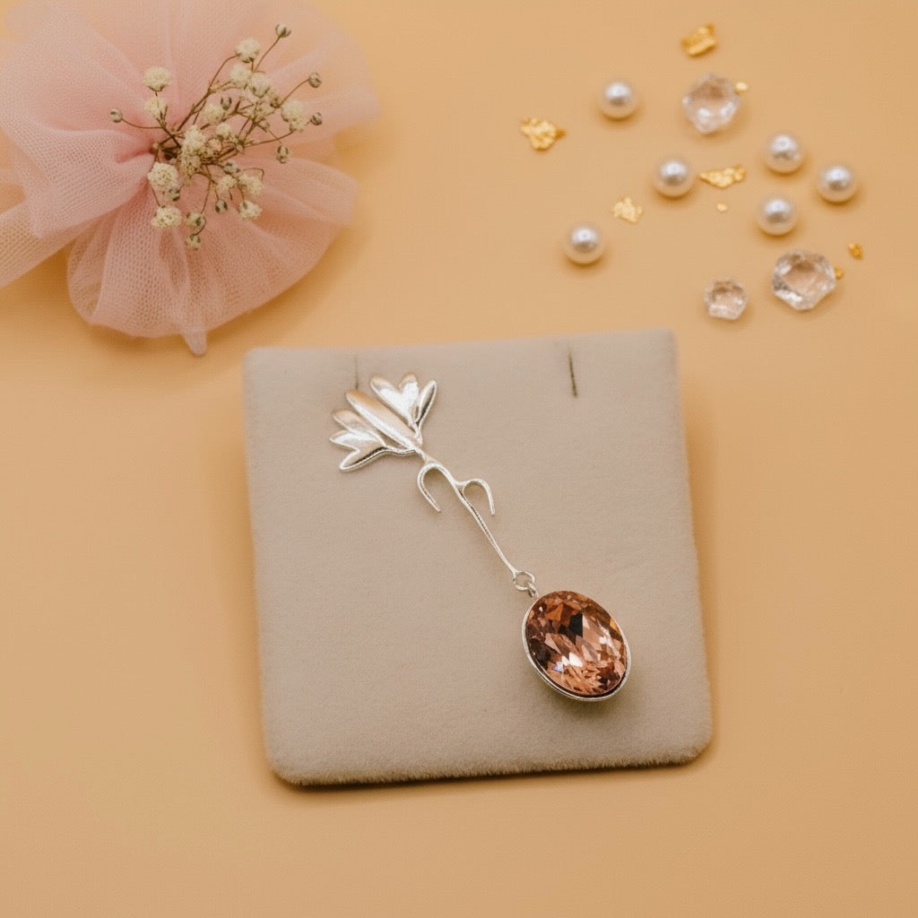 Rosy Petal Drops (Sterling Silver & Swarovski Crystal)